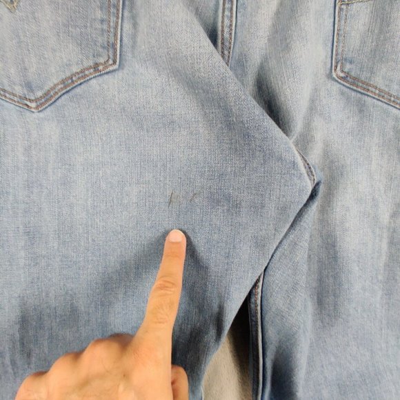 Levis 505 Jeans Men 42 Blue Straight Light Wash Denim Stretch Pants Solid 42x30 - Picture 8 of 11